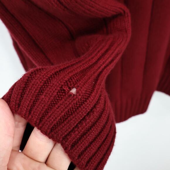 Loro Piana 100% Baby Cashmere Chunky Knit Bordeaux Red Cardigan Size 46 Flawed - Picture 10 of 12